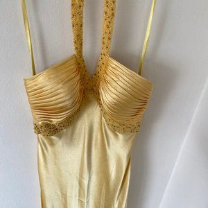 Morrell Maxie Formal Gown Gold w/ Beaded Detail